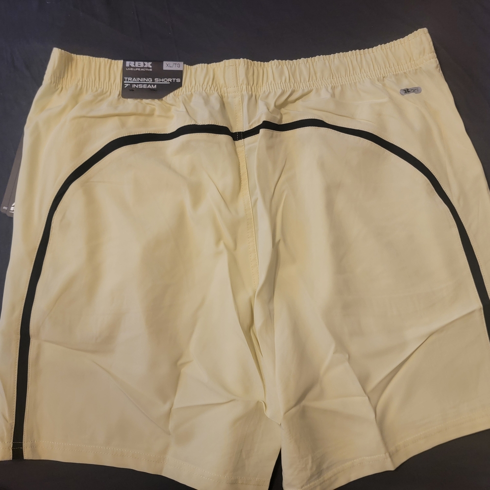 RBX Active Shorts in Cream with Black Trim